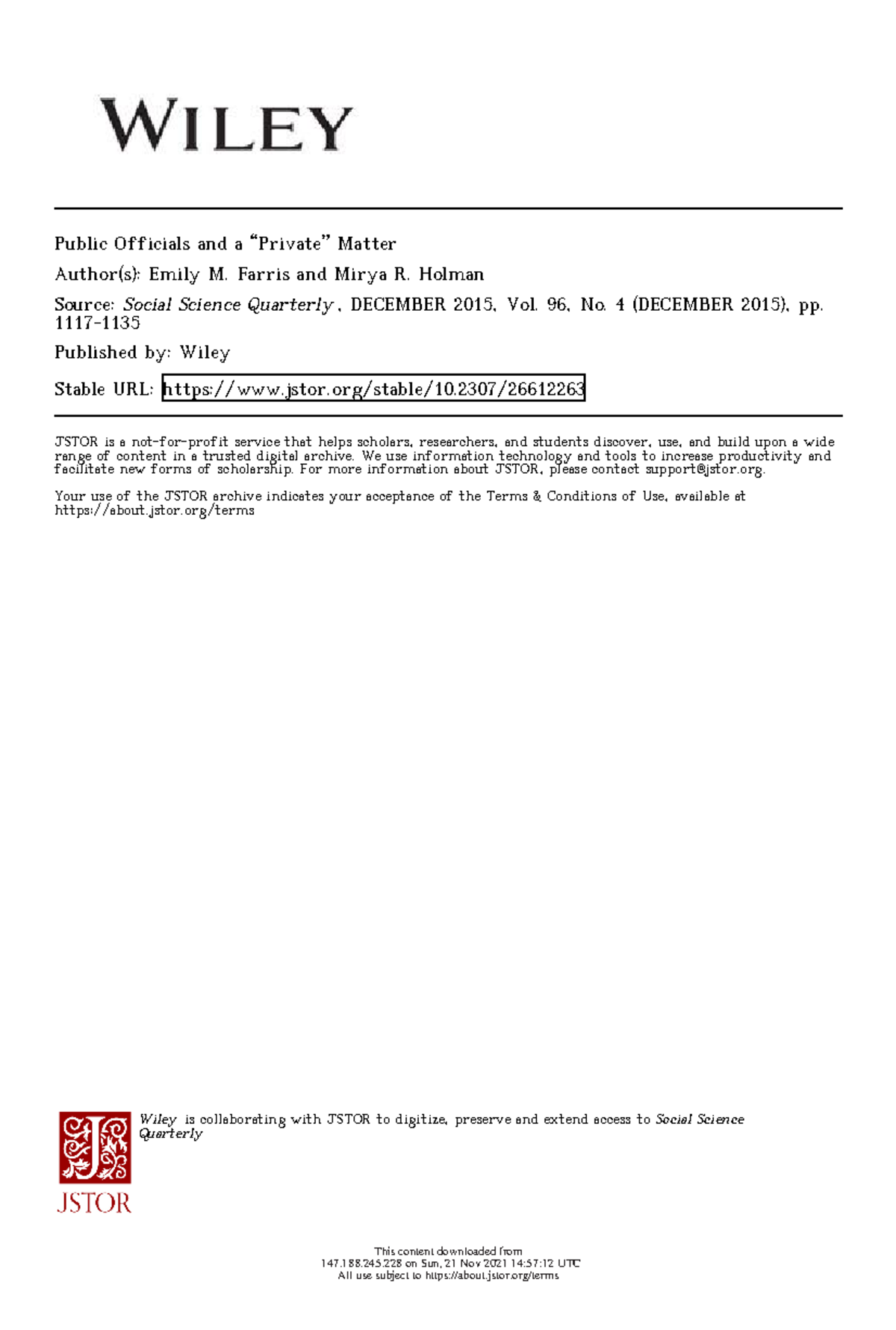 Domestic Violence: A Study of Public Officials and Private Matters ...