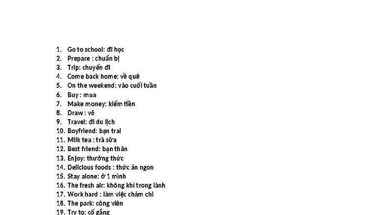Basic Vietnamese Vocabulary: Essential Words and Phrases - Studocu