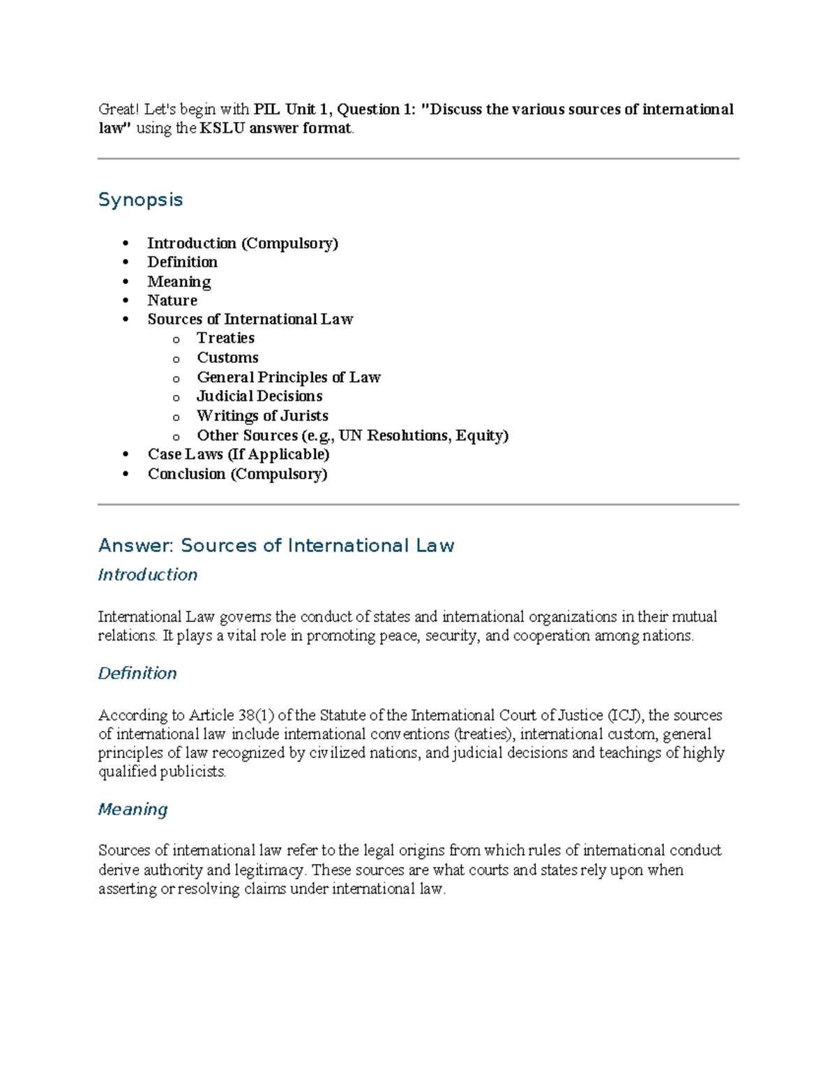 PIL - Unit 1 & 2: Key Concepts and Case Law Analysis - Studocu