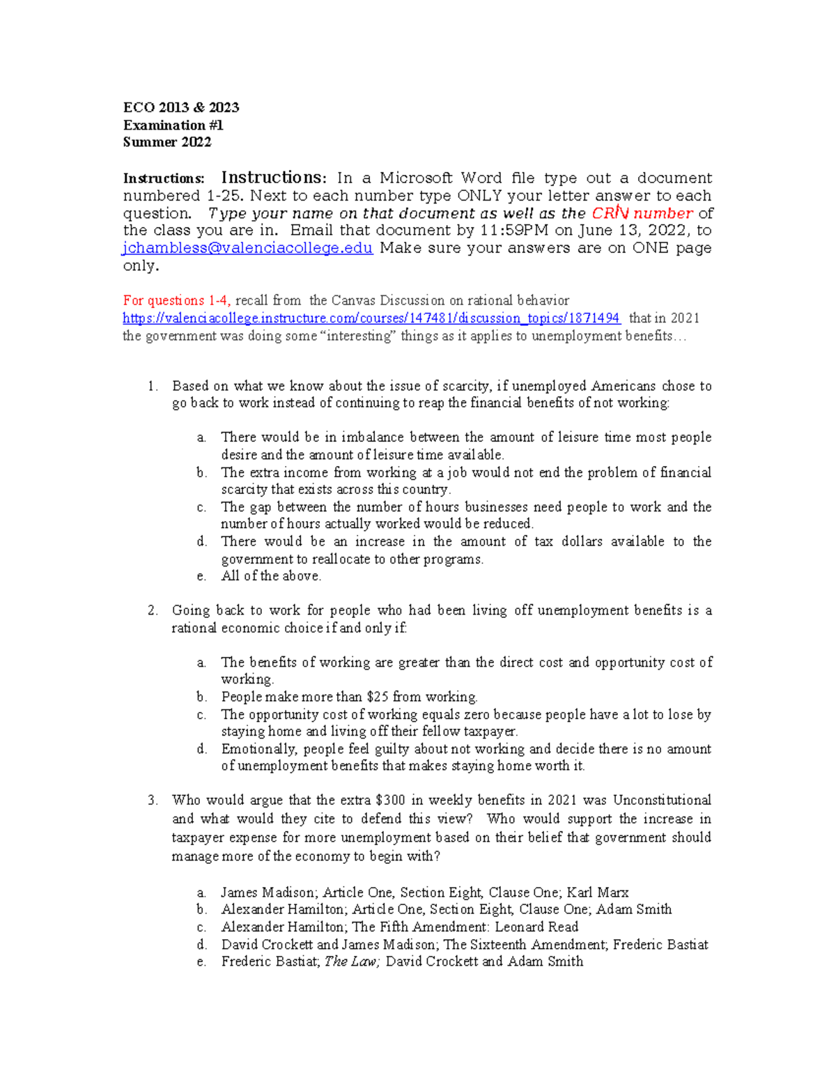 ECO 2013 Exam 1: Summer 2022 Instructions and Questions - Studocu