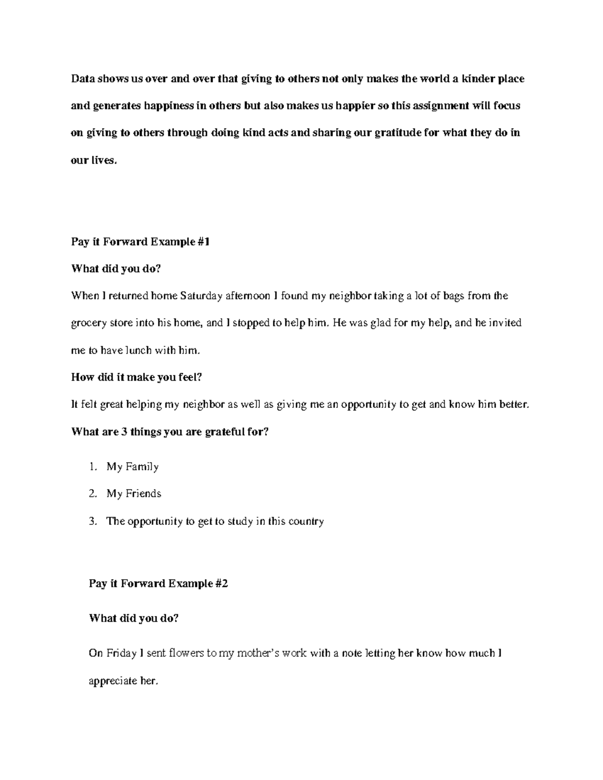 Pay it Forward Example - Data shows us over and over that giving to ...