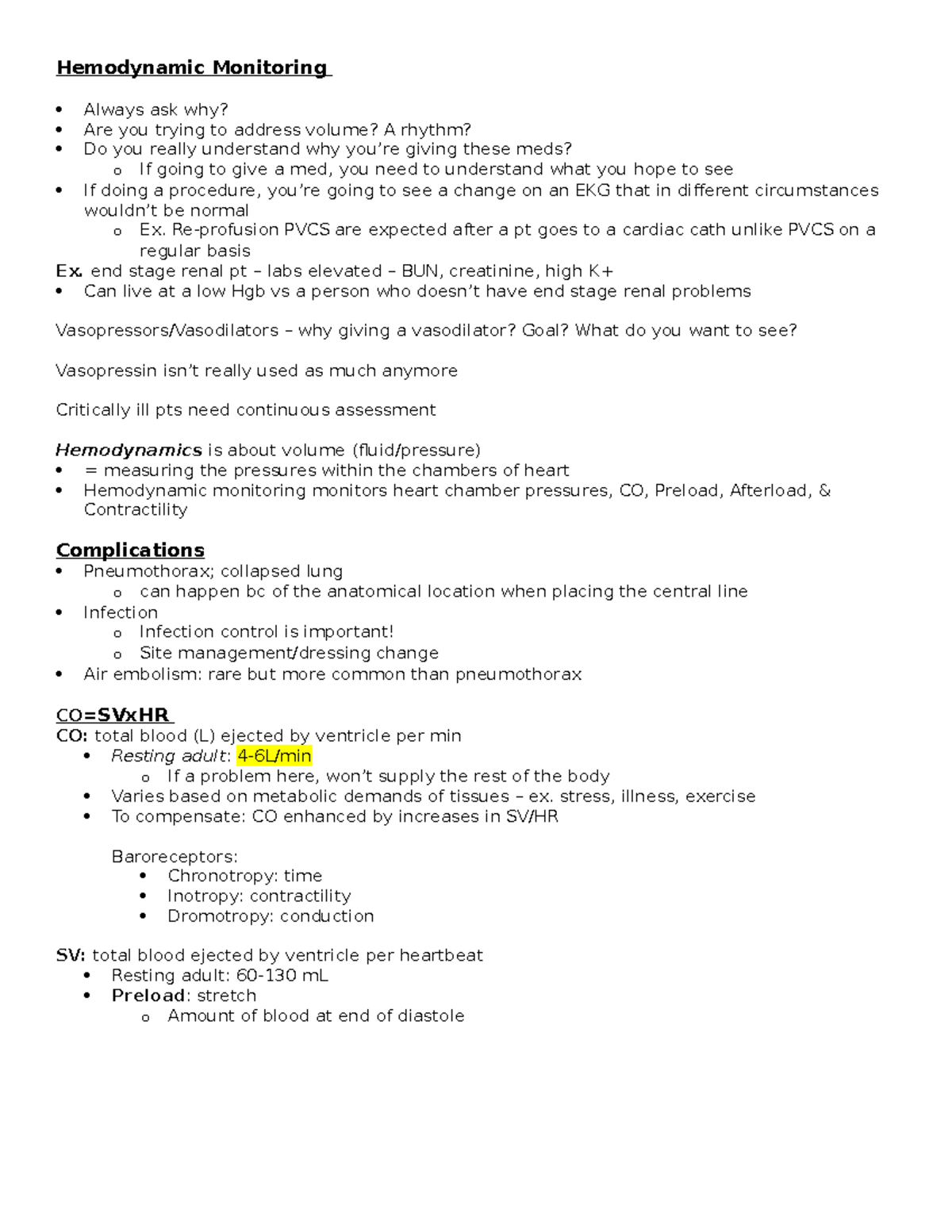 Hemodynamic Monitoring outline - Hemodynamic Monitoring Always ask why ...