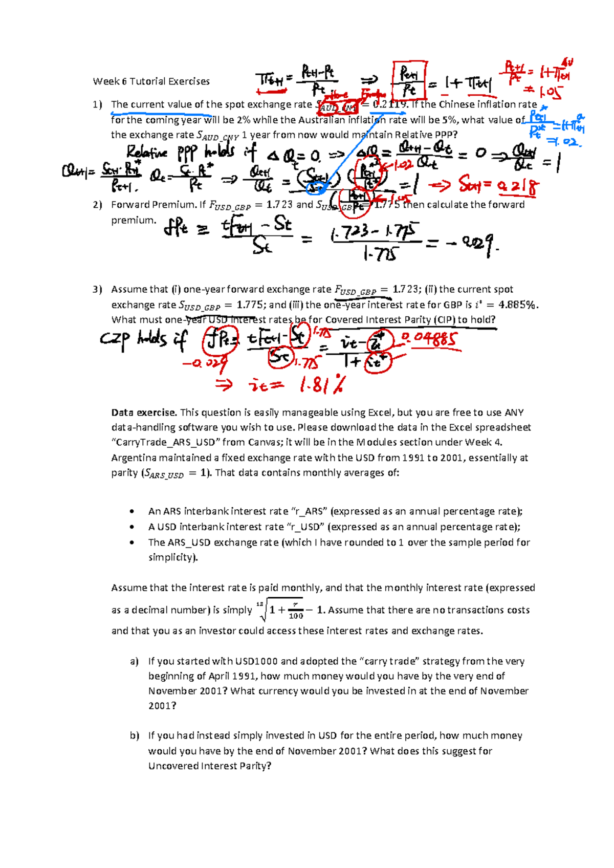 Week 6 Tutorial Exercises TTY HEY - Exchange Rate Analysis 2022 - Studocu