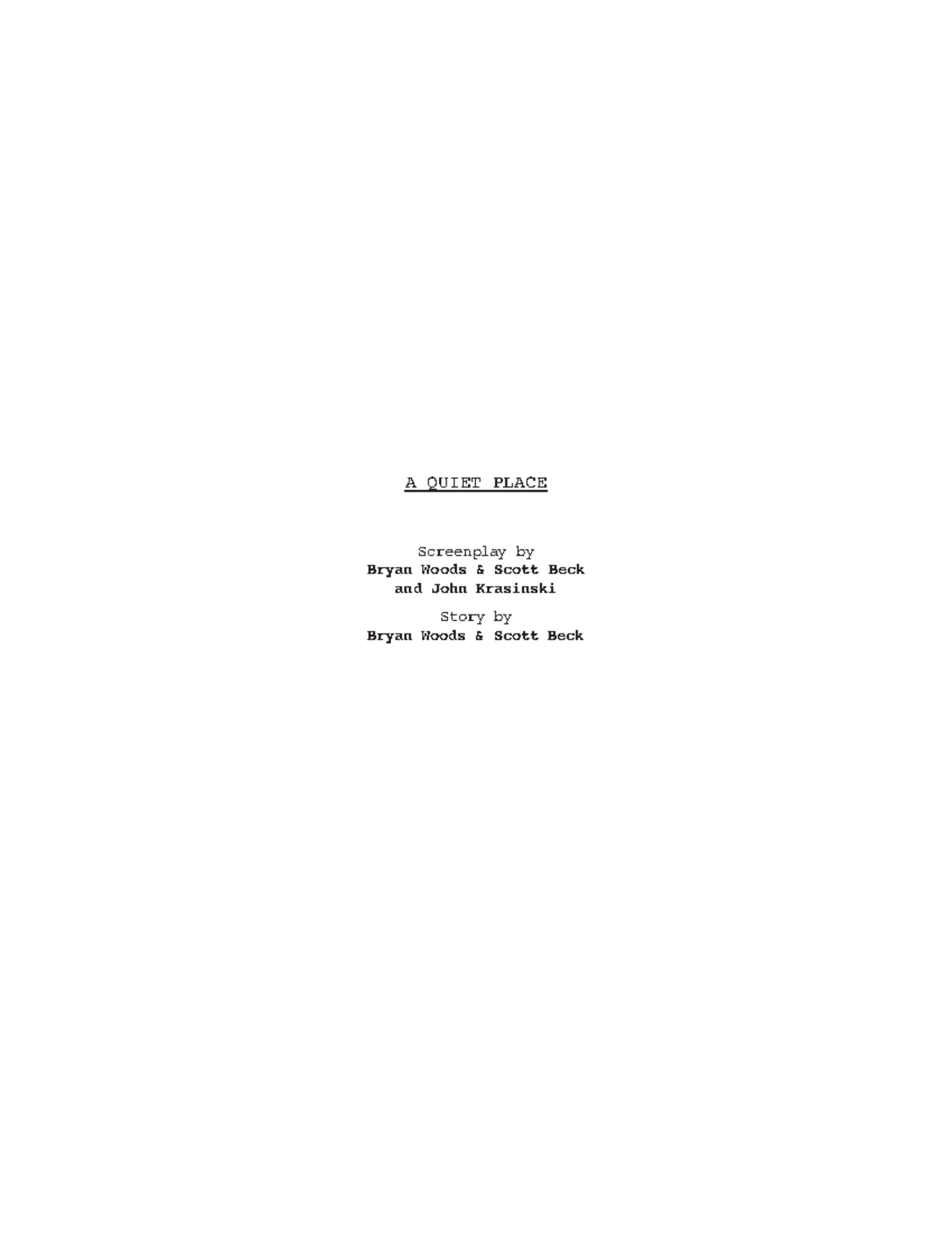 A Quiet Place (Script) - Screenplay by Woods, Beck & Krasinski - Studocu