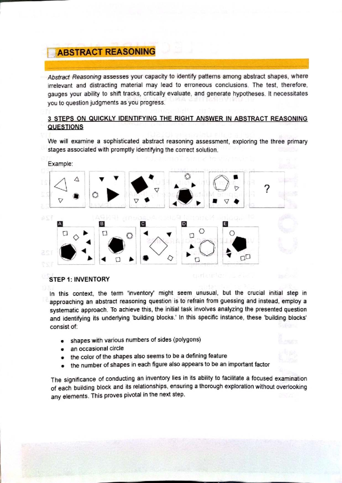 CET Abstract Reasoning - Lecture Notes on Pattern Identification - Studocu
