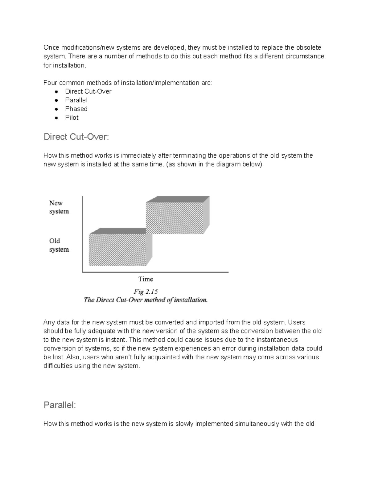 Evaluation of Implementation Methods for System Changes - Studocu