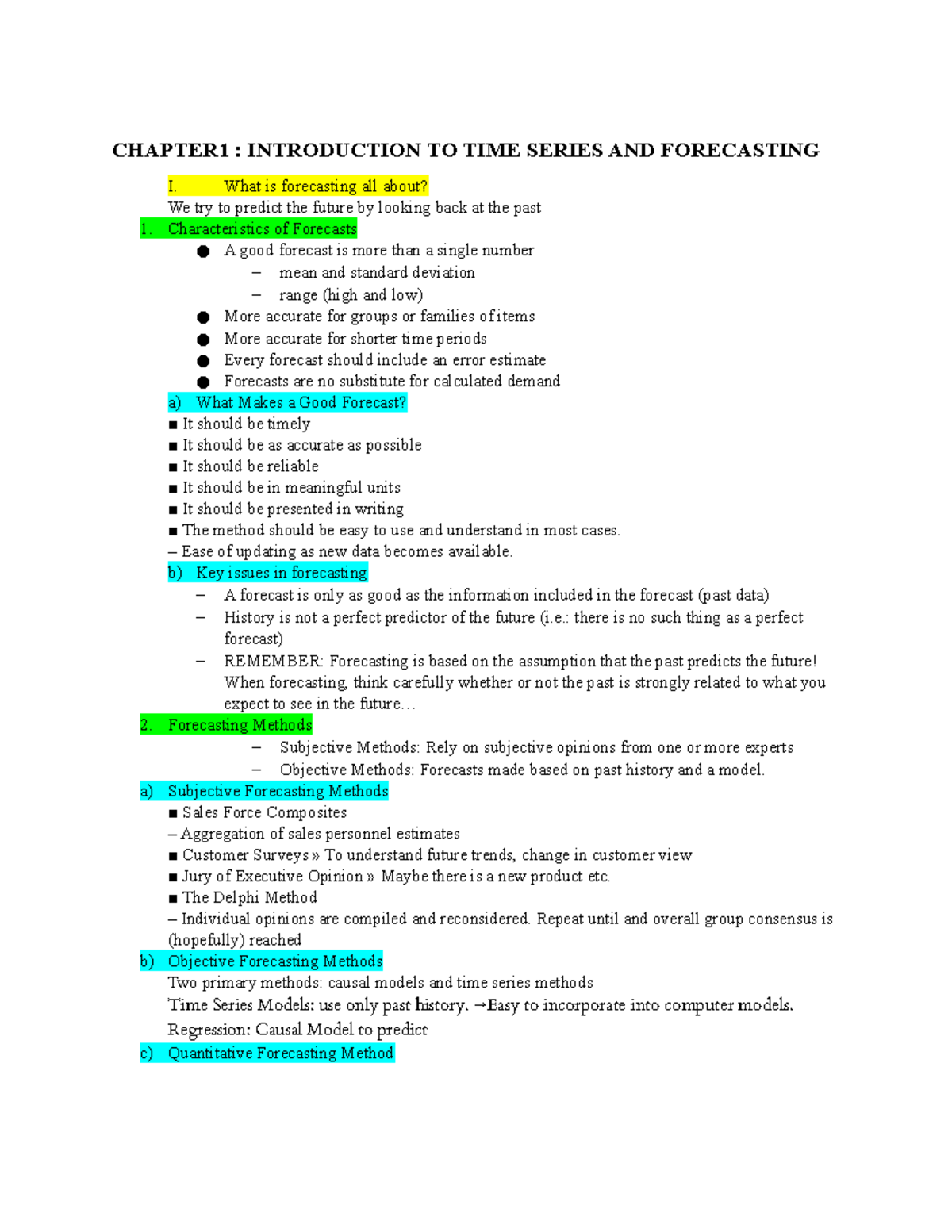 Review of Time Series Forecasting Techniques - TS-Mid Exam - Studocu