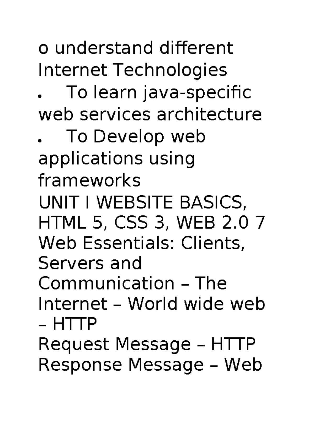 DC Syllabus: Web Technologies & Cloud Computing Overview - Studocu