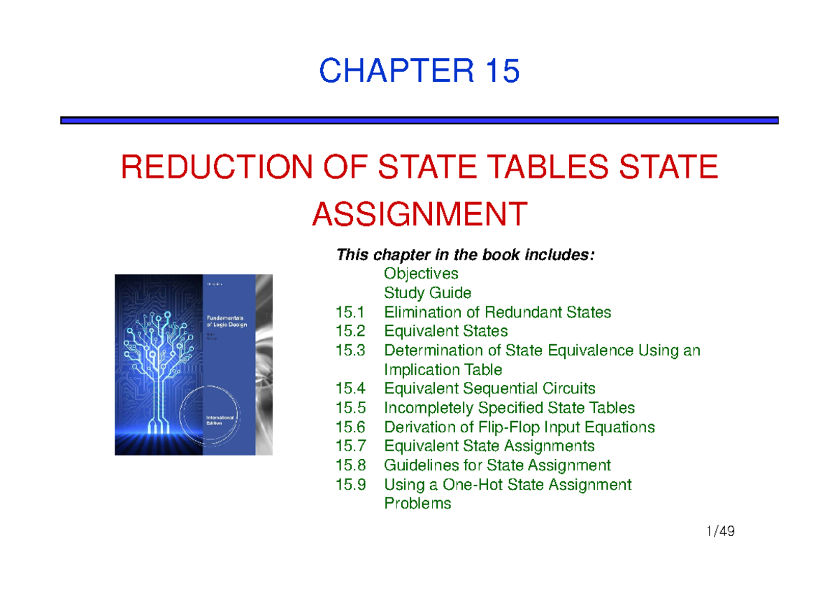 강의노트15(Reduction of State Tables State Assignment) - CHAPTER 15 ...