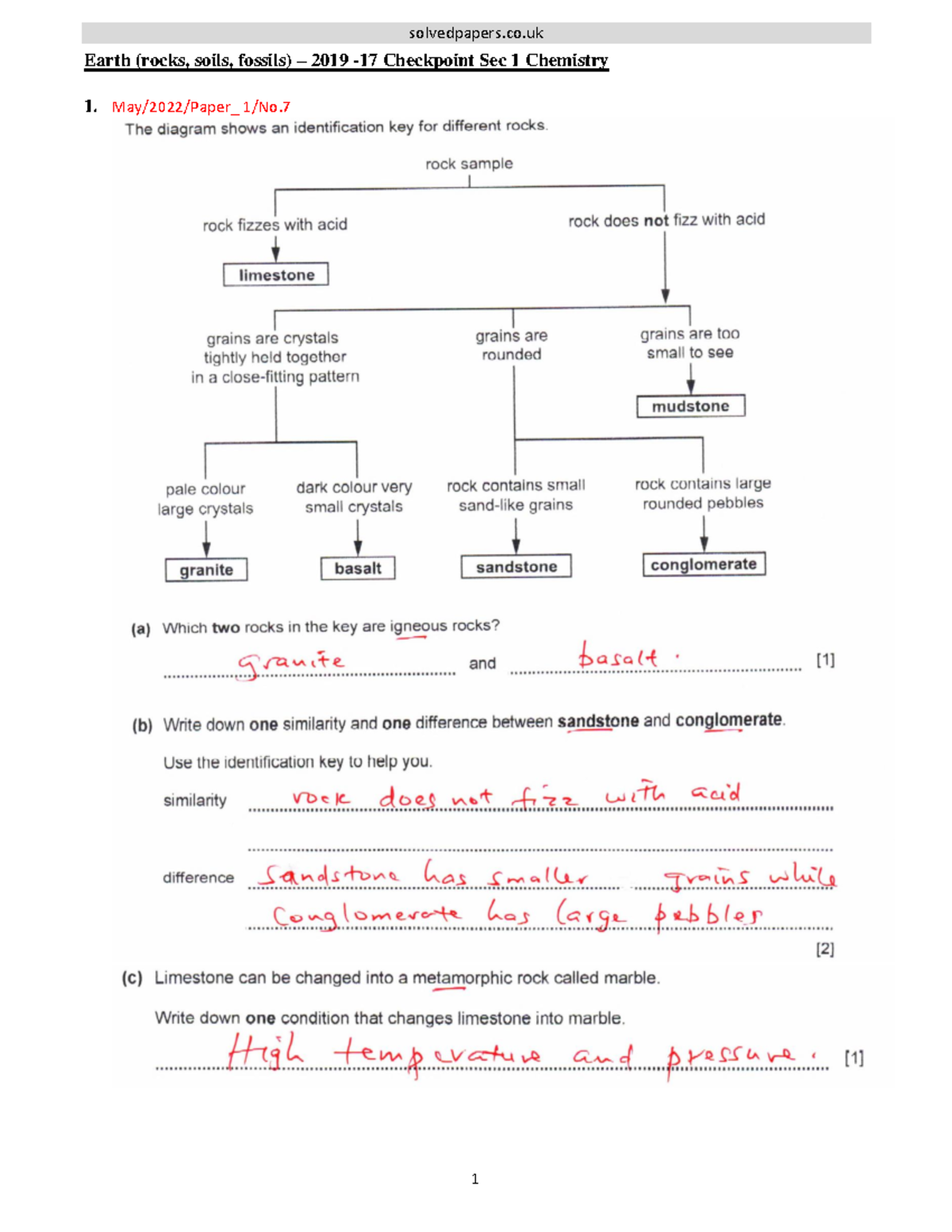 2022-17-Earth-rocks-soils-fossils-checkpoint sec 1-chemistry solved ...