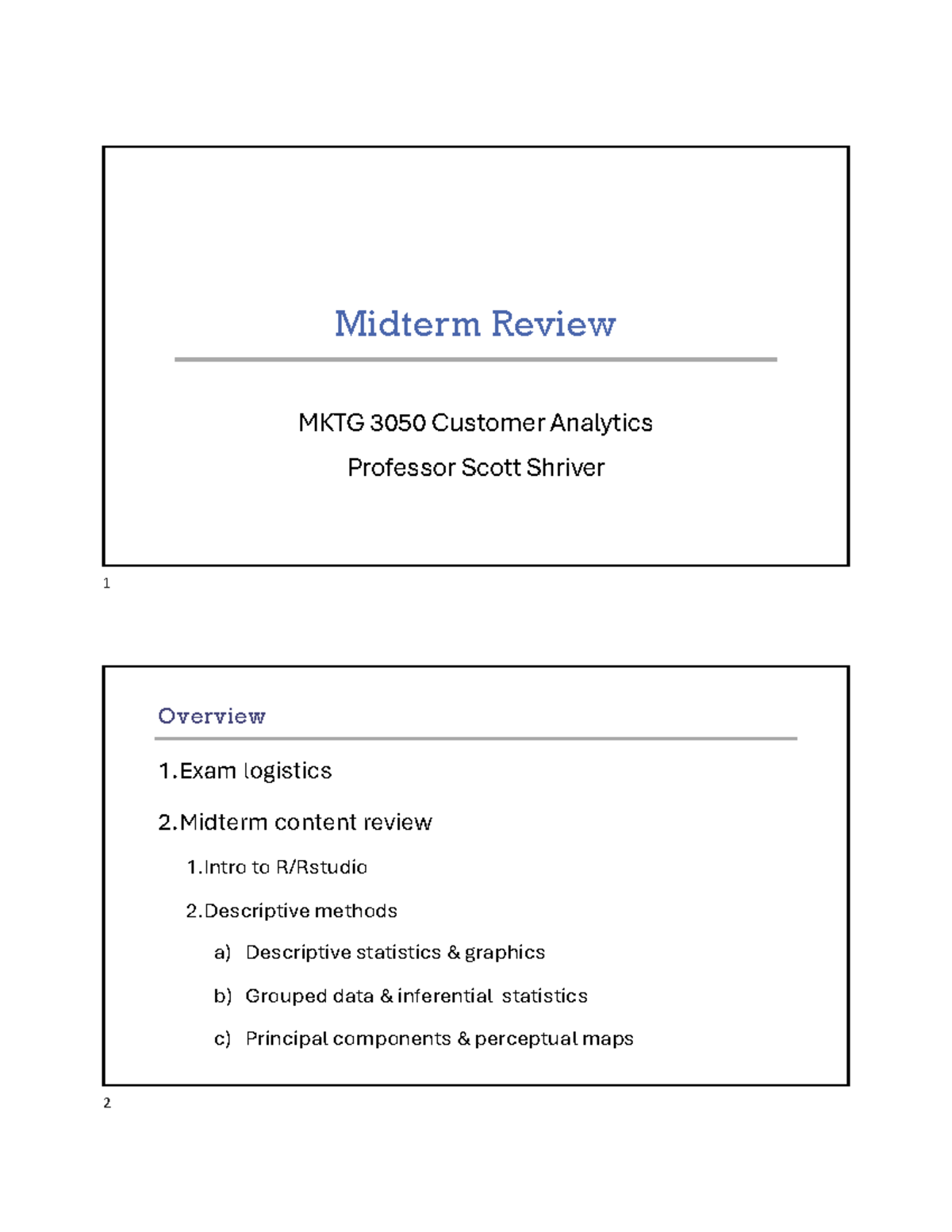 Midterm Review MKTG 3050: Customer Analytics Exam Prep - Studocu
