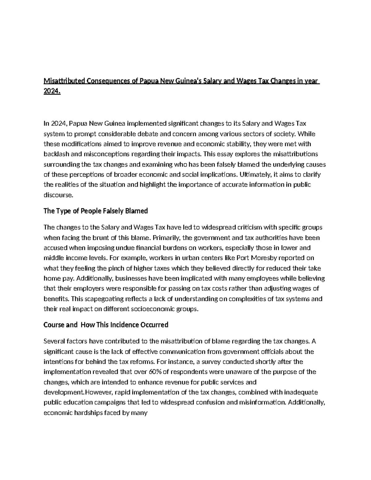 Misattributed Consequences of PNG's Salary and Wages Tax Changes 2024 ...