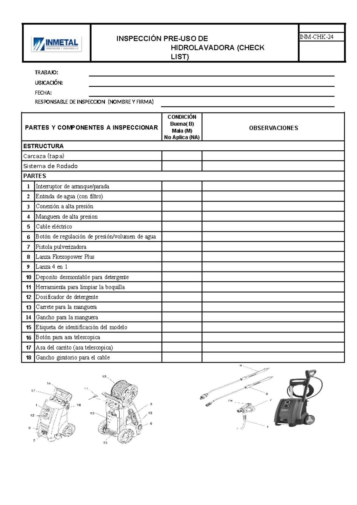 420737905-Checklist-Inspección de Hidrolavadora Pre-Uso - Studocu