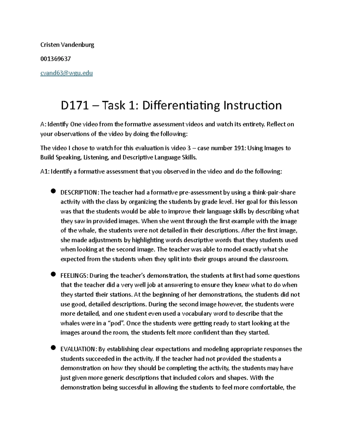 D307 Task 1: Cognitive Development & Learning Barriers in Education ...
