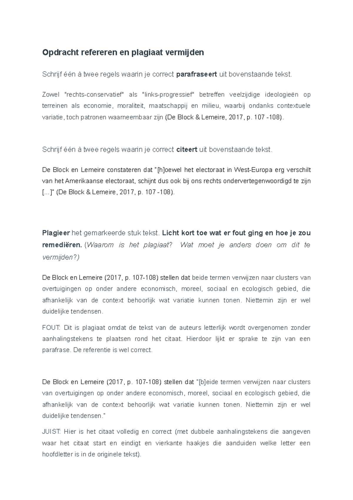 Oefensessie refereren en plagiaat vermijden - Opdracht refereren en ...