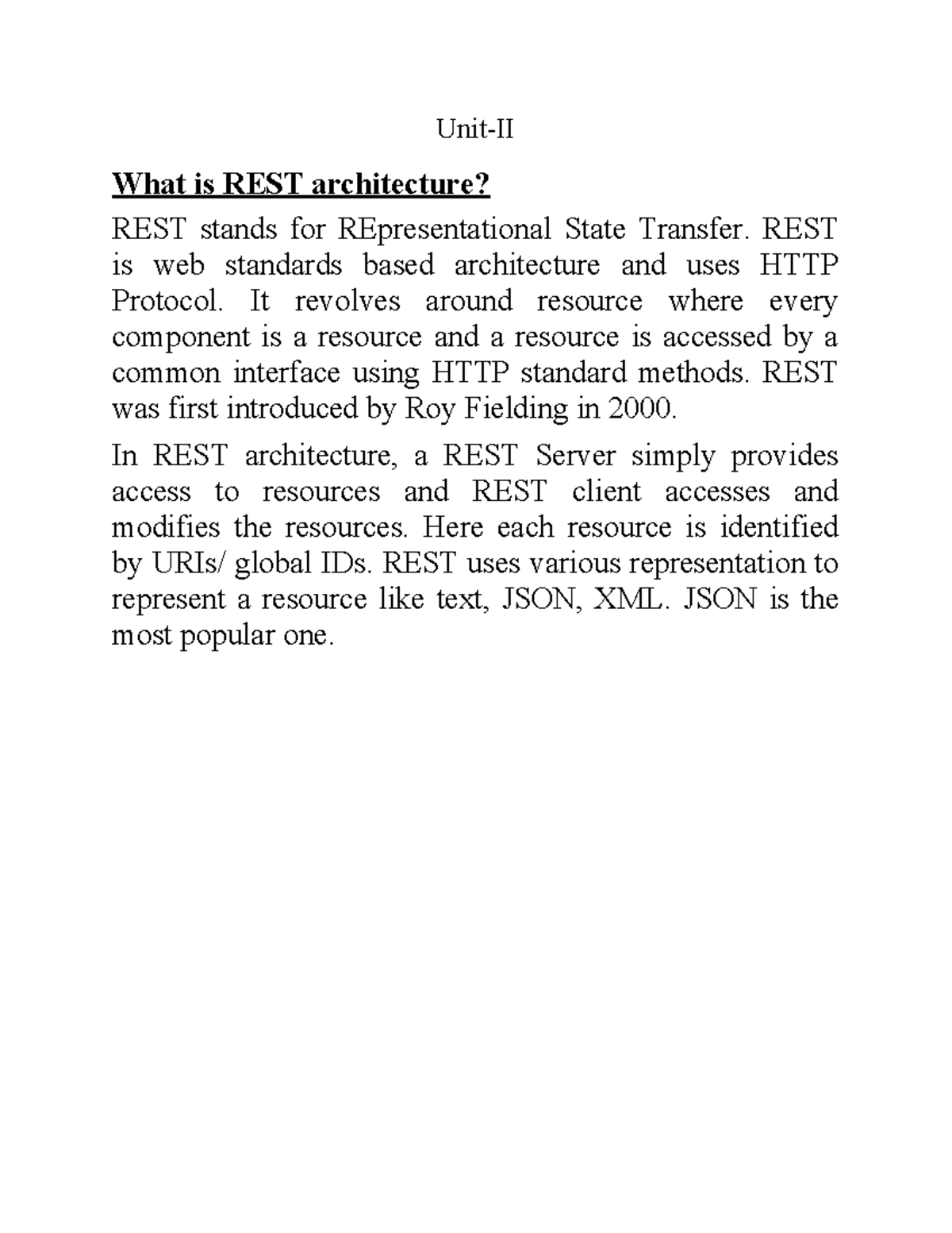 Unit-II - Cloud Computing Concepts and REST Architecture Notes - Studocu