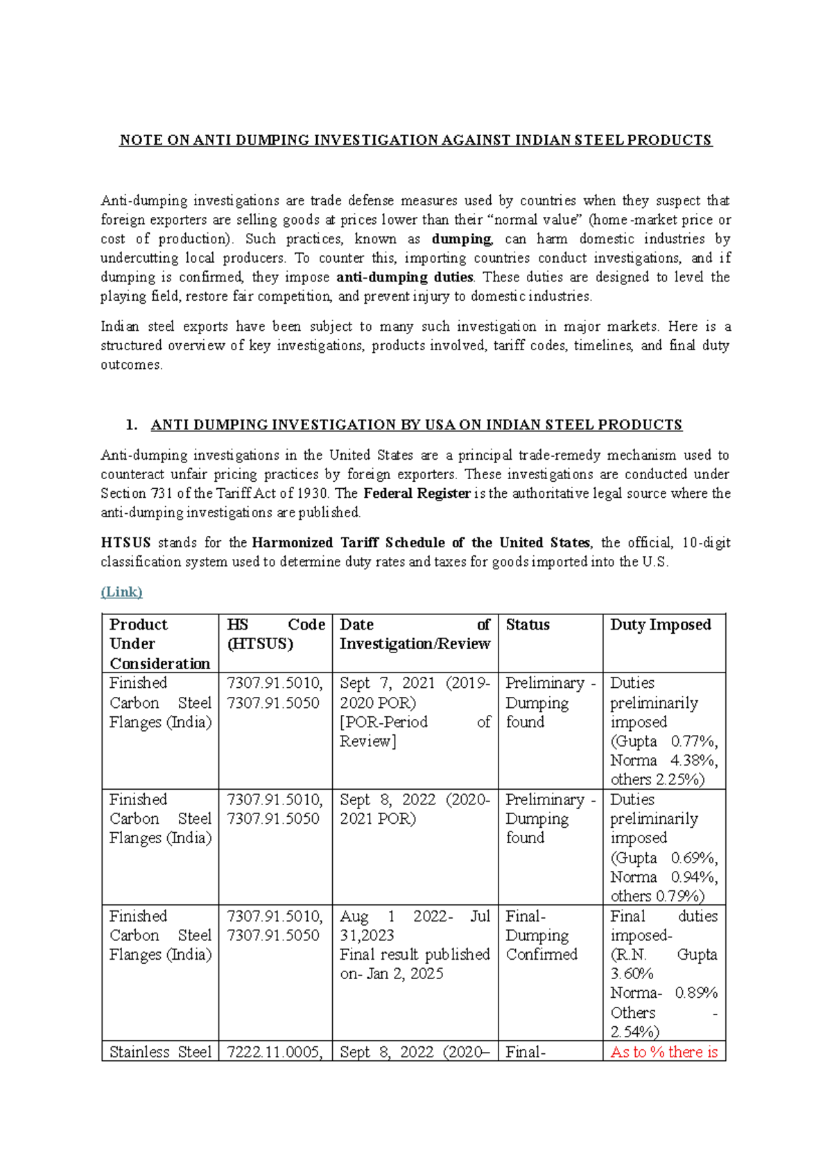 Anti-Dumping Investigations on Indian Steel Products: A Comprehensive ...