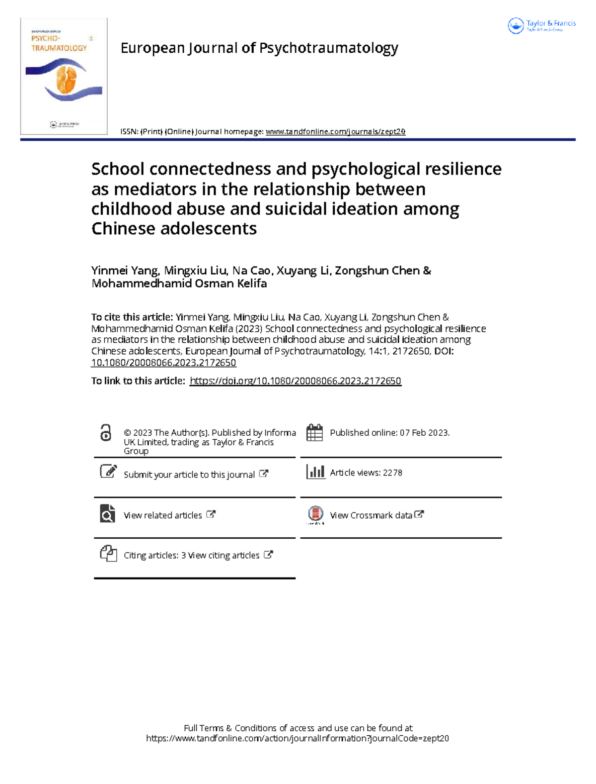 School Connectedness & Resilience in Childhood Abuse and Suicidal ...