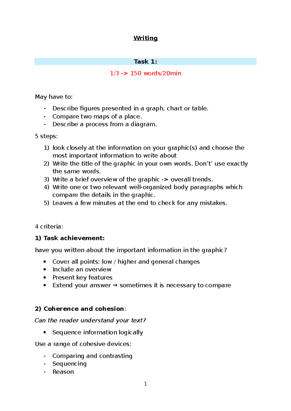 IELTS Writing Task 1: Methods for Describing Graphs and Charts - Studocu