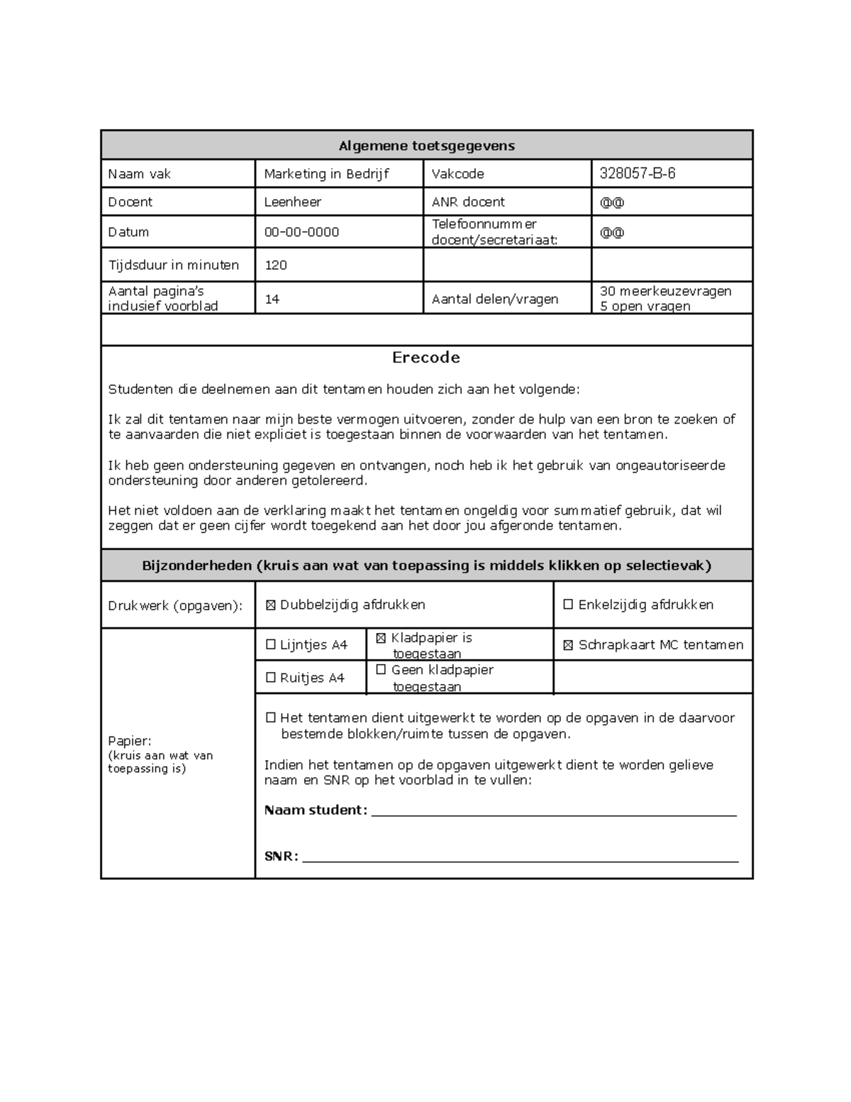 Tussentoets-Mi B Oefententamen 2025 - Marketing in Bedrijf - Studeersnel