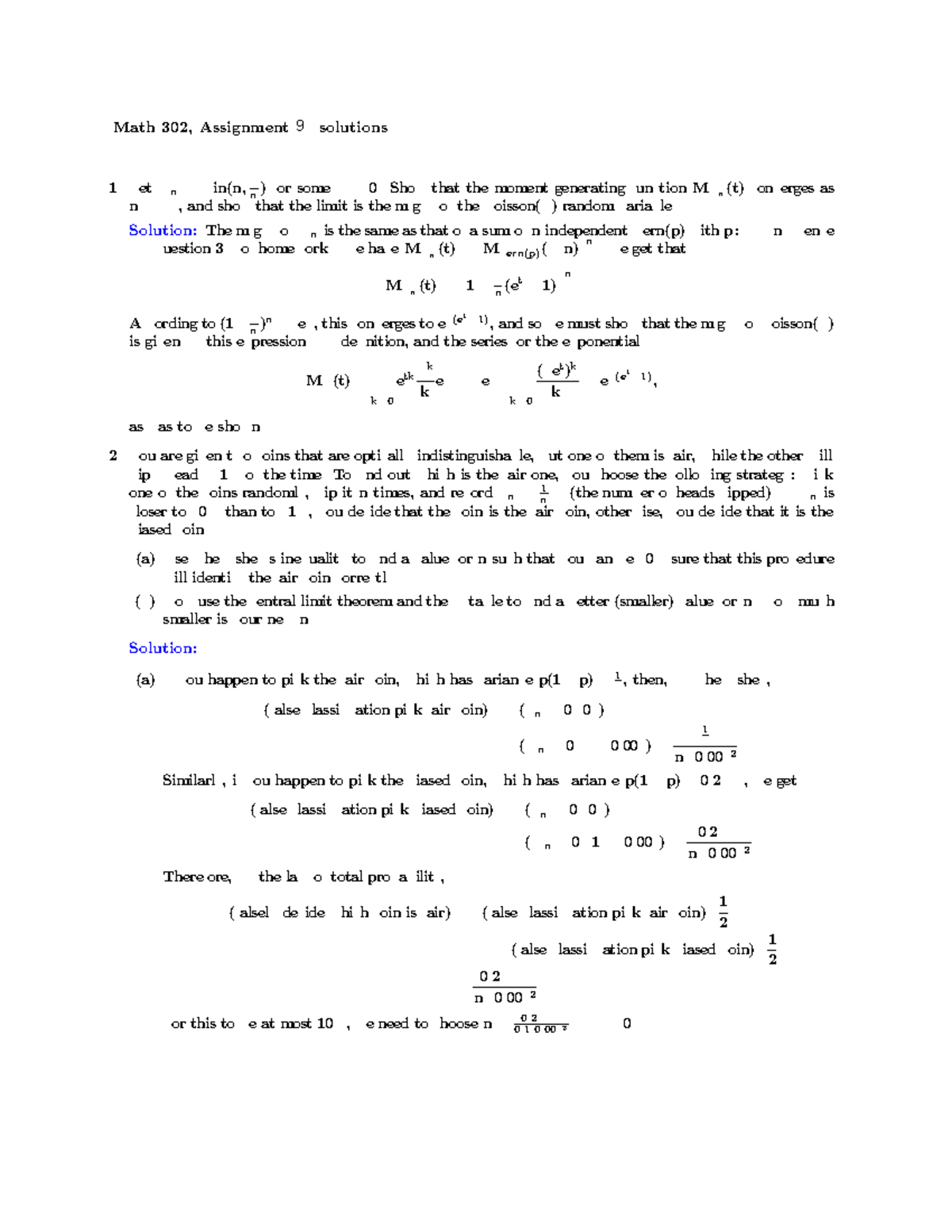 Math 302 HW10 Spring 2023 Solutions and Analysis - Studocu
