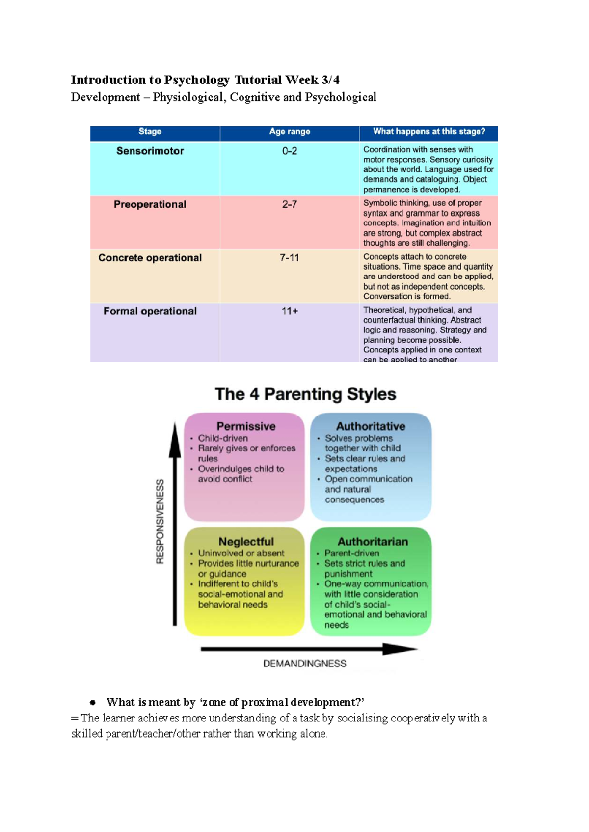 Introduction to Psychology Tutorial Week 3 4 copy - 1002PSY - Introduction to Psychology ...
