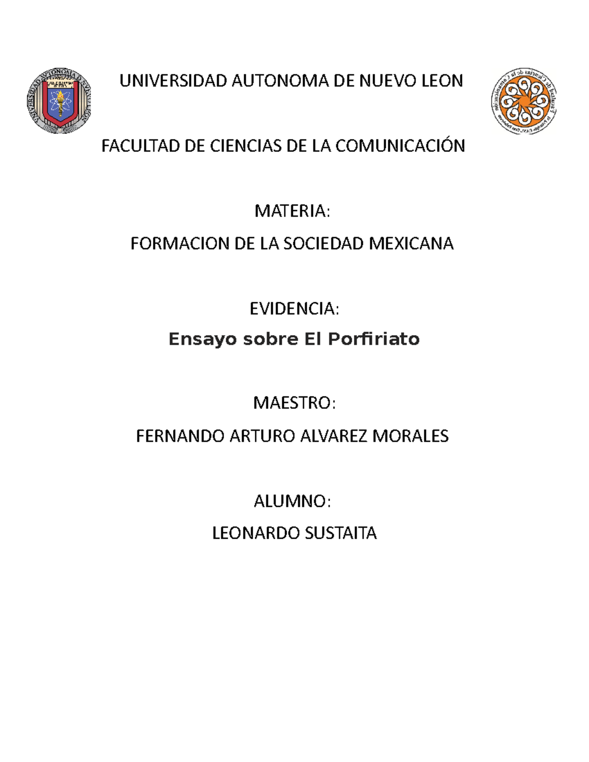 Evidencia 2 - UNIVERSIDAD AUTONOMA DE NUEVO LEON FACULTAD DE CIENCIAS ...