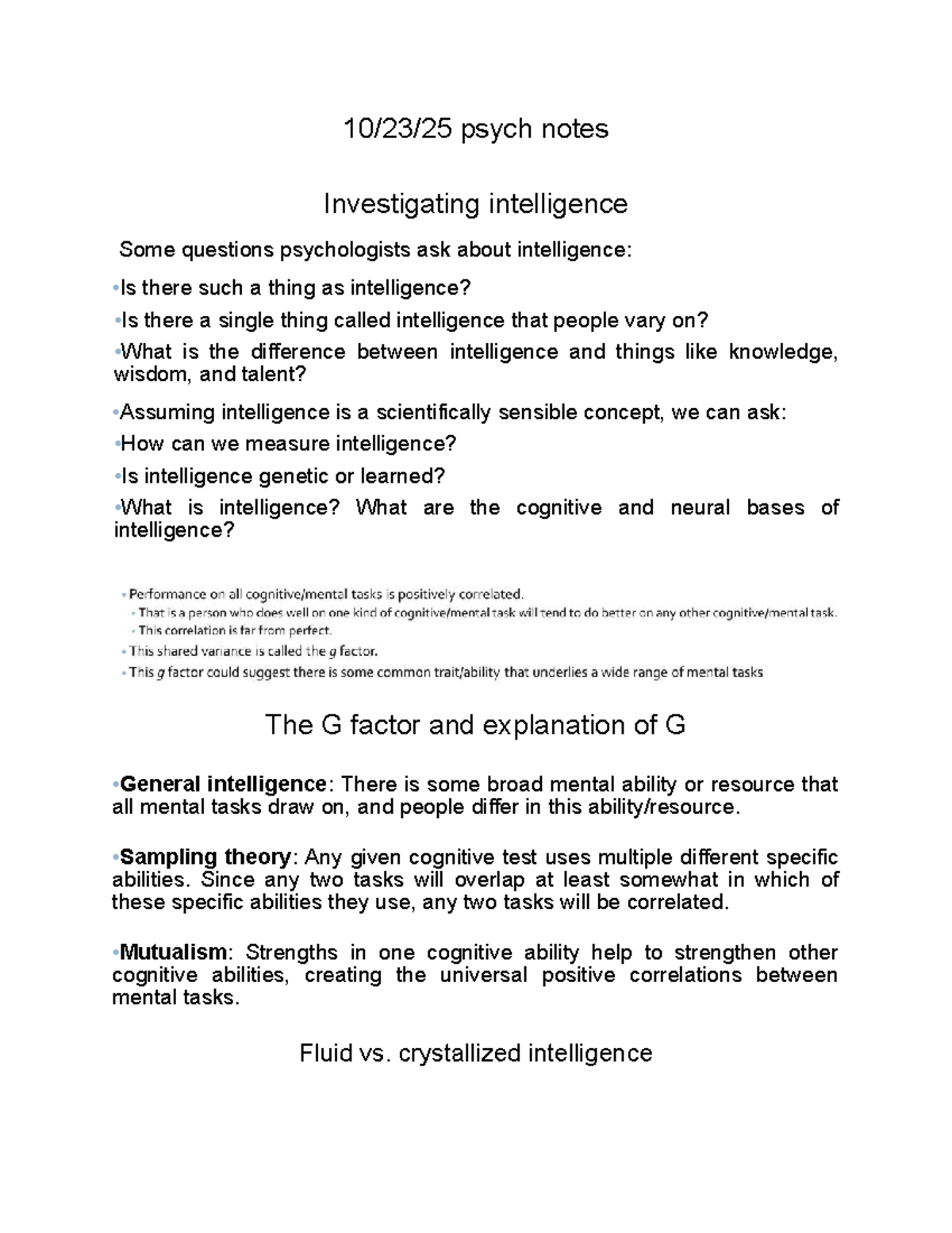 Psychology Notes: Investigating Intelligence Concepts & Theories - Studocu