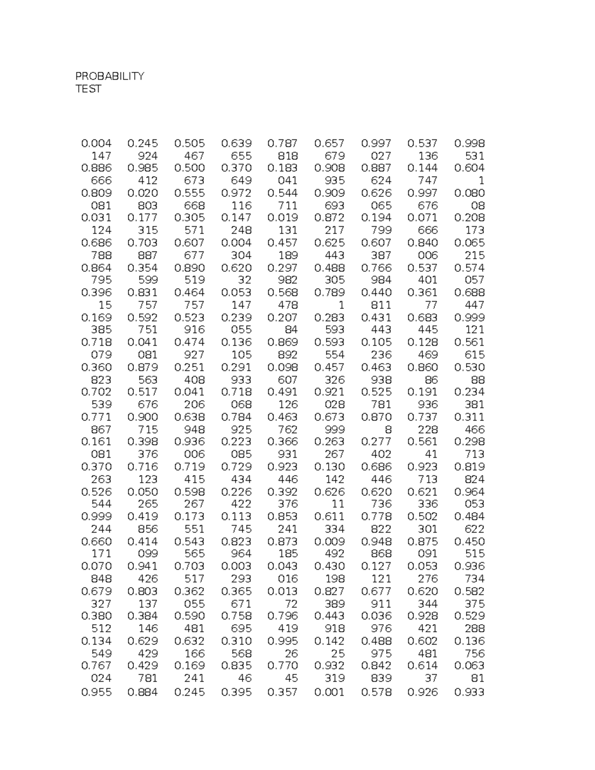 Probability TEST #4: Random Formula Analysis - Studocu
