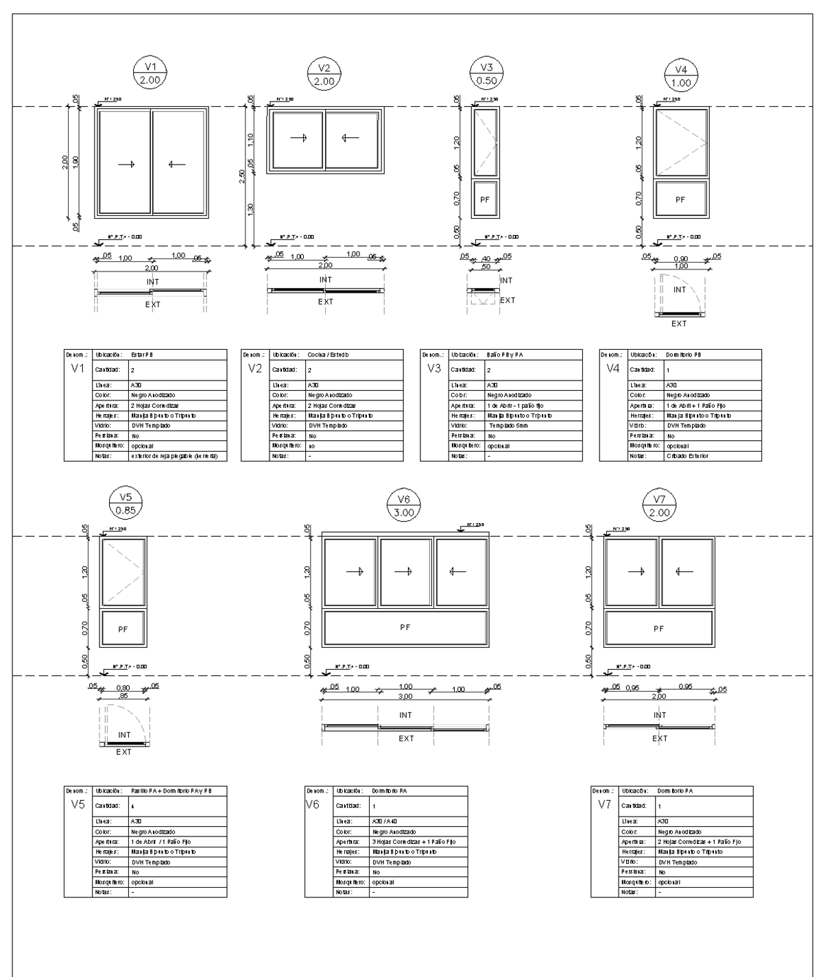Planilla de Aberturas - Detalles y Especificaciones Técnicas - Document Preview