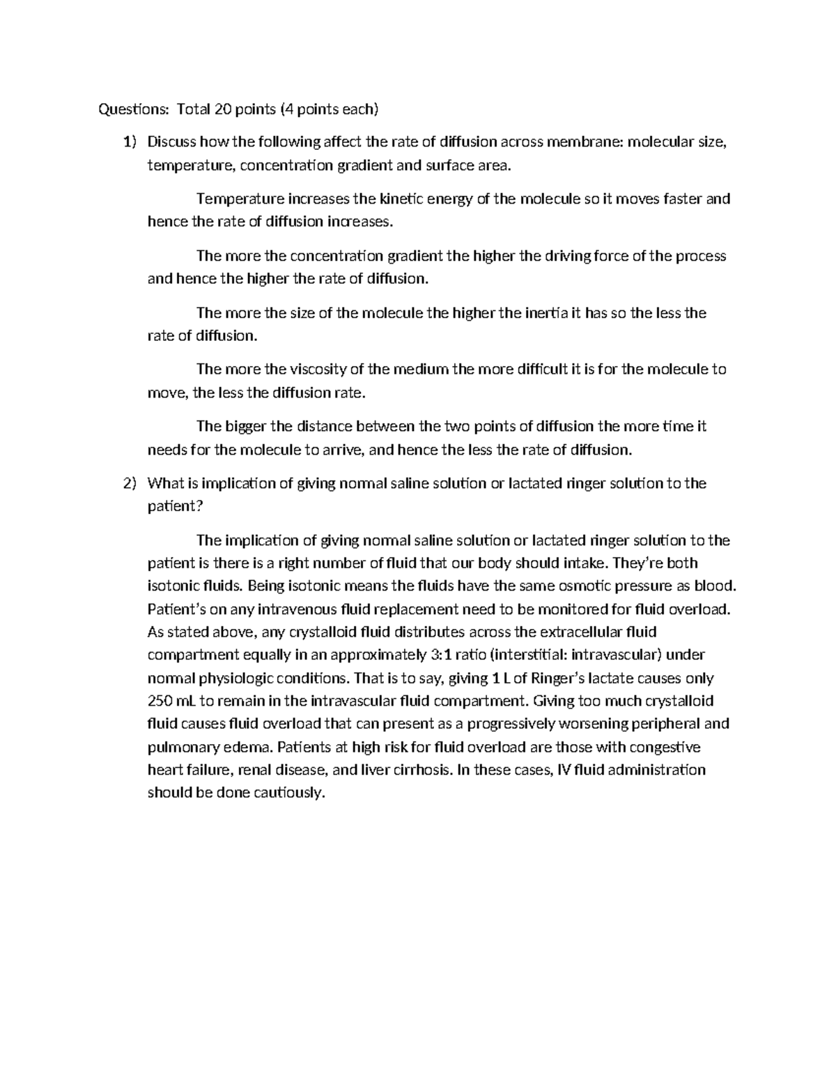 Anatomy BSN1 Lecture Notes: Membrane Transport and Diffusion Mechanisms ...