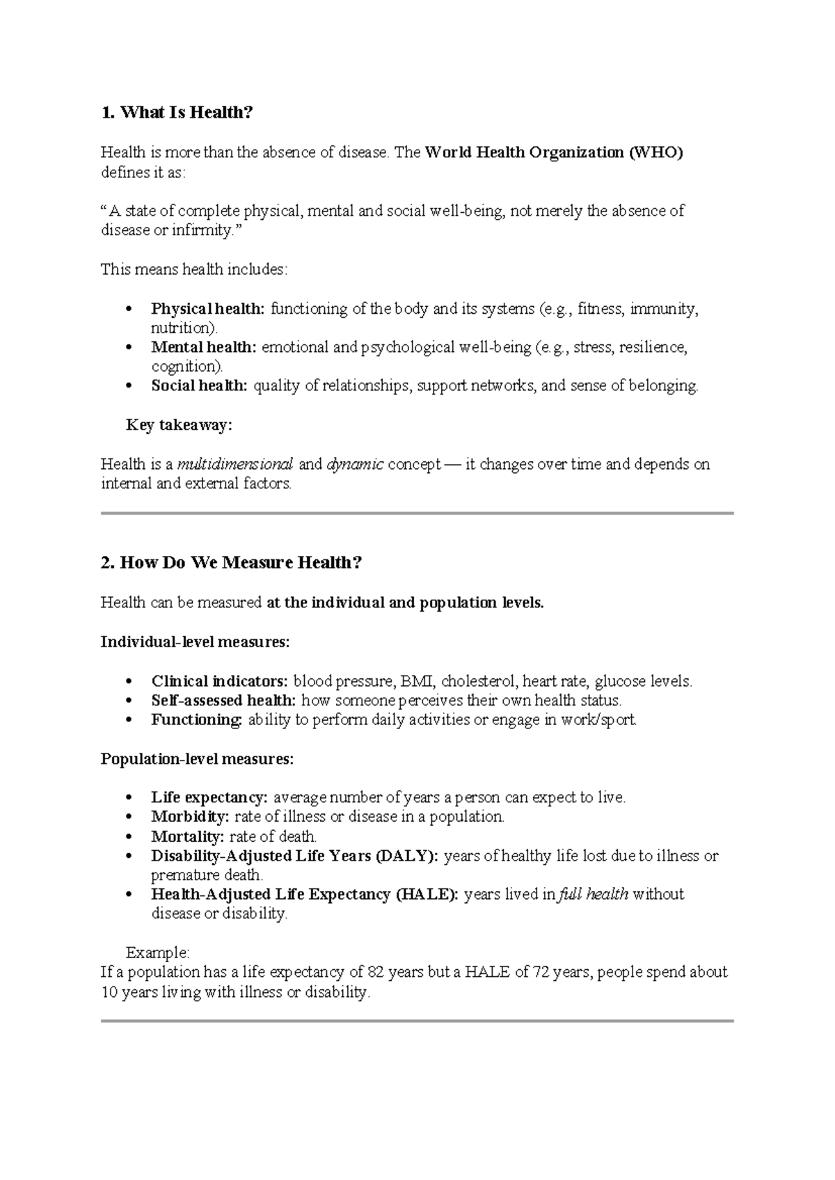 HLTH Weeks 1-3 Summary: Understanding Health and Its Determinants - Studocu