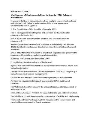 Makerere University, LAW 101: Environmental Law Class Notes - Studocu