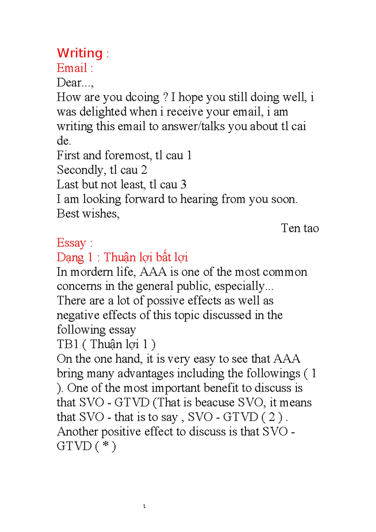 B1 Preparation Course: Writing Skills for VSTEP Essays - Studocu