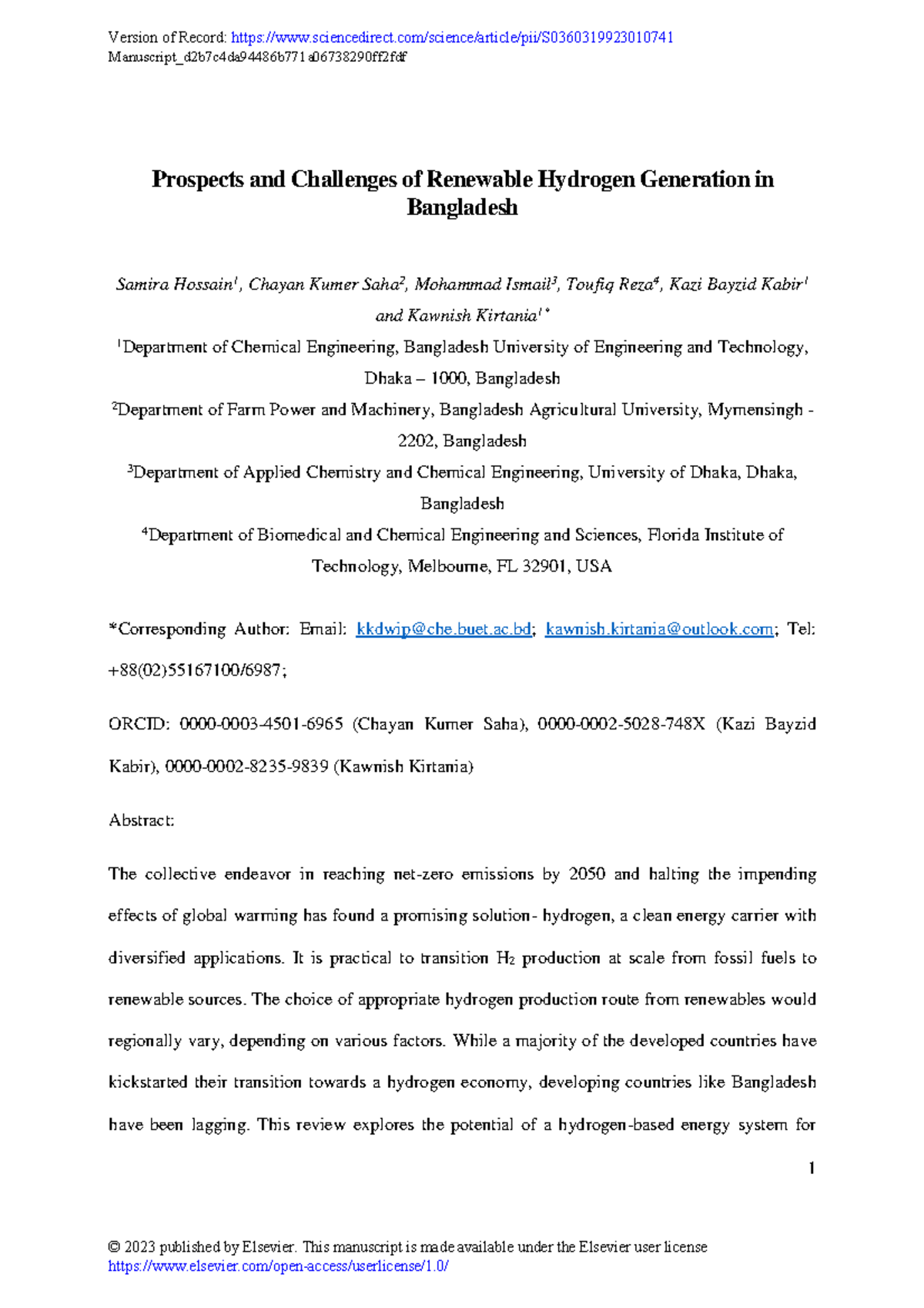 1-s2 - heat transfer - 1 Prospects and Challenges of Renewable Hydrogen ...