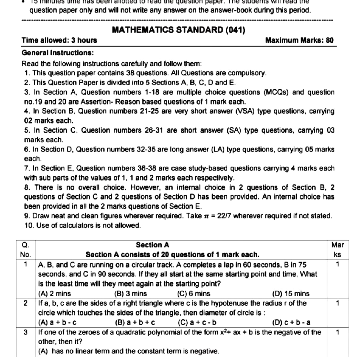 CBSE Class 10 Maths Standard Sample Paper for Board Exams - Studocu