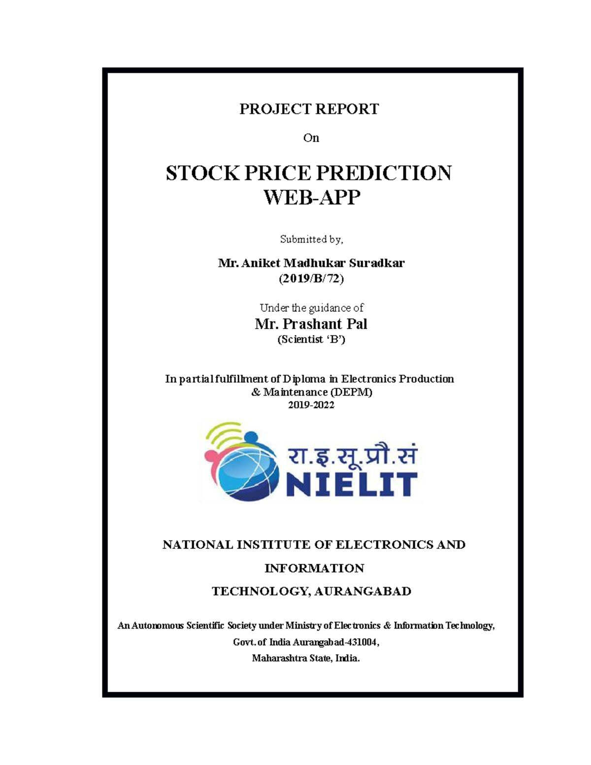 Stock Price Prediction WEB-App Project Final Report (DEPM 2019) - Studocu