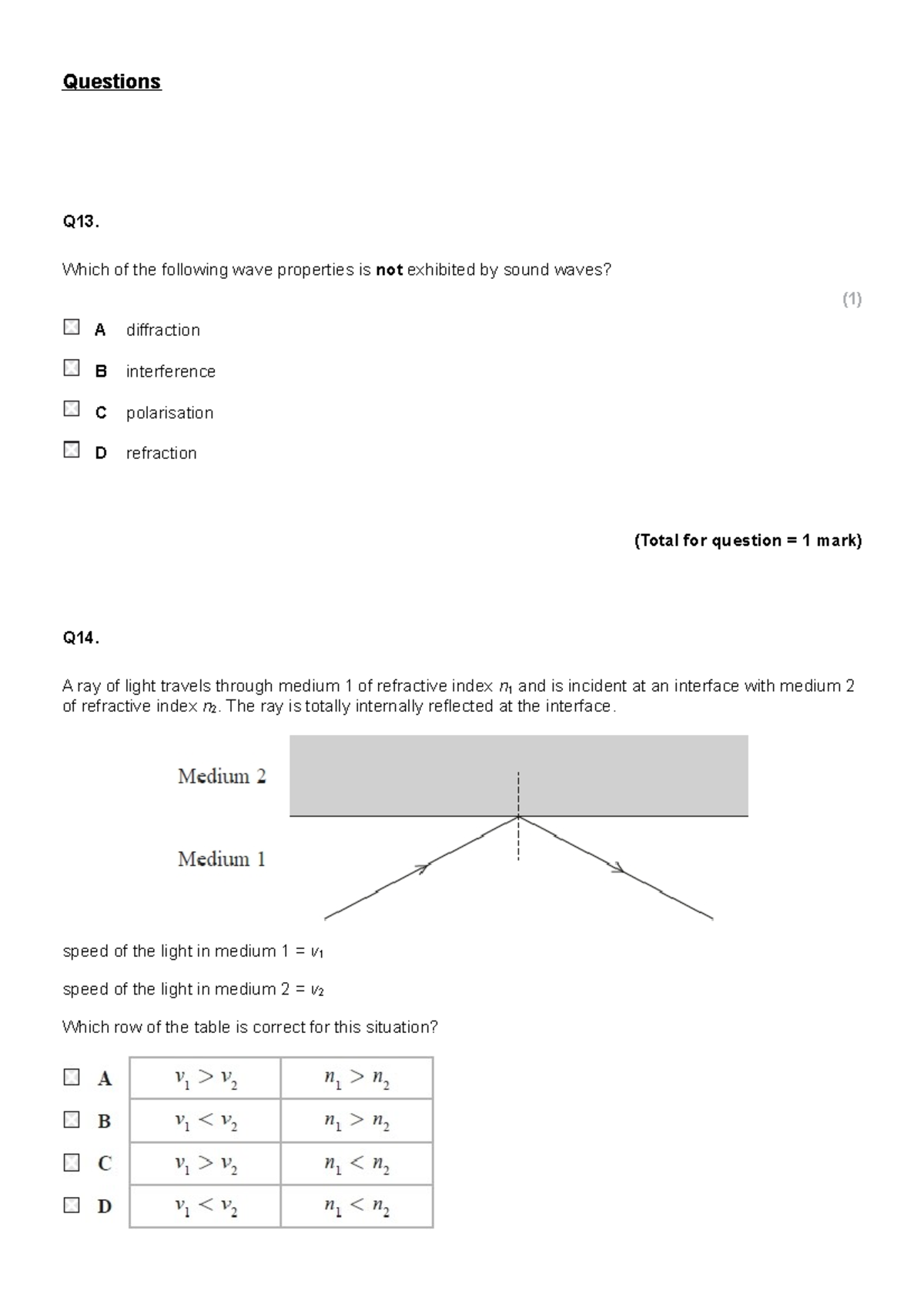 Y12 Waves 1 Practice Questions and Solutions - Studocu