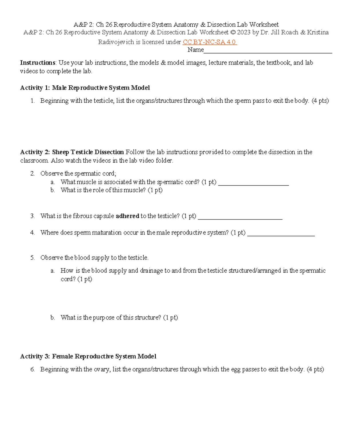 A&P2 Ch 26 Reproductive System Anatomy & Dissection Lab Worksheet - Studocu