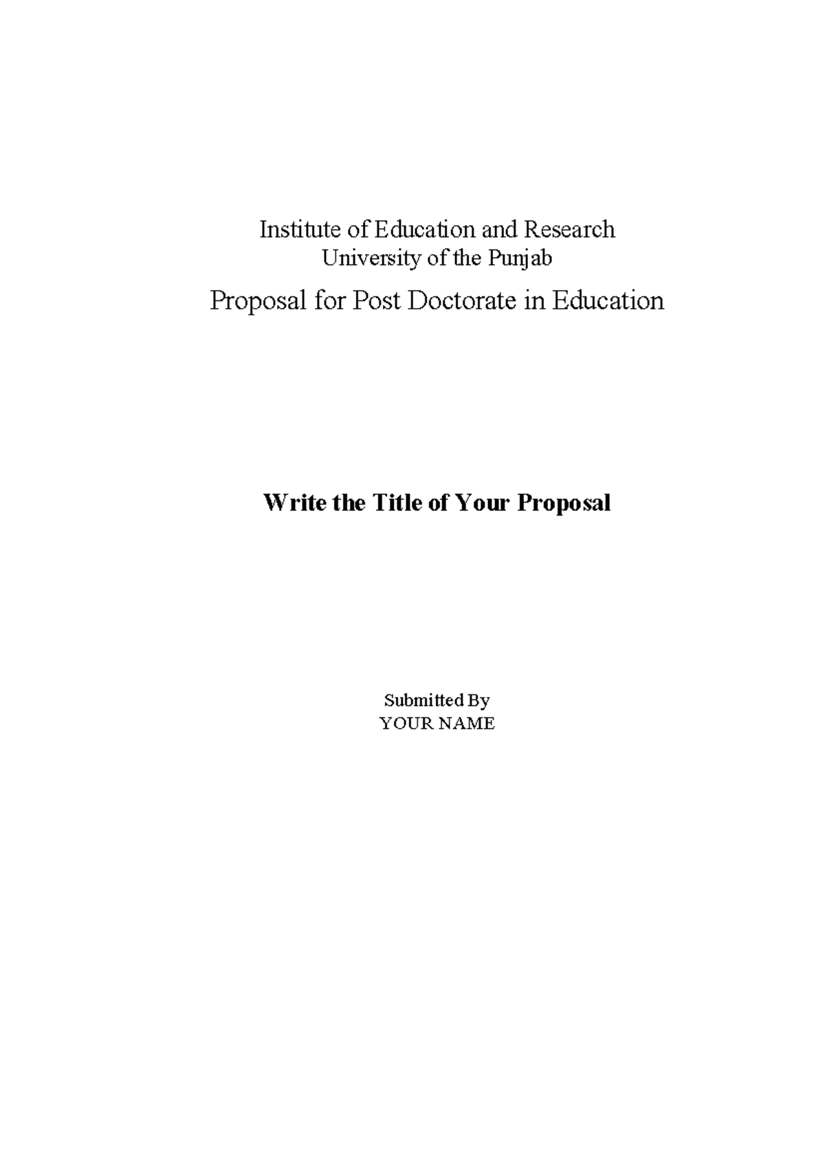 Proposal for Post Doctorate in Education - Template - Studocu
