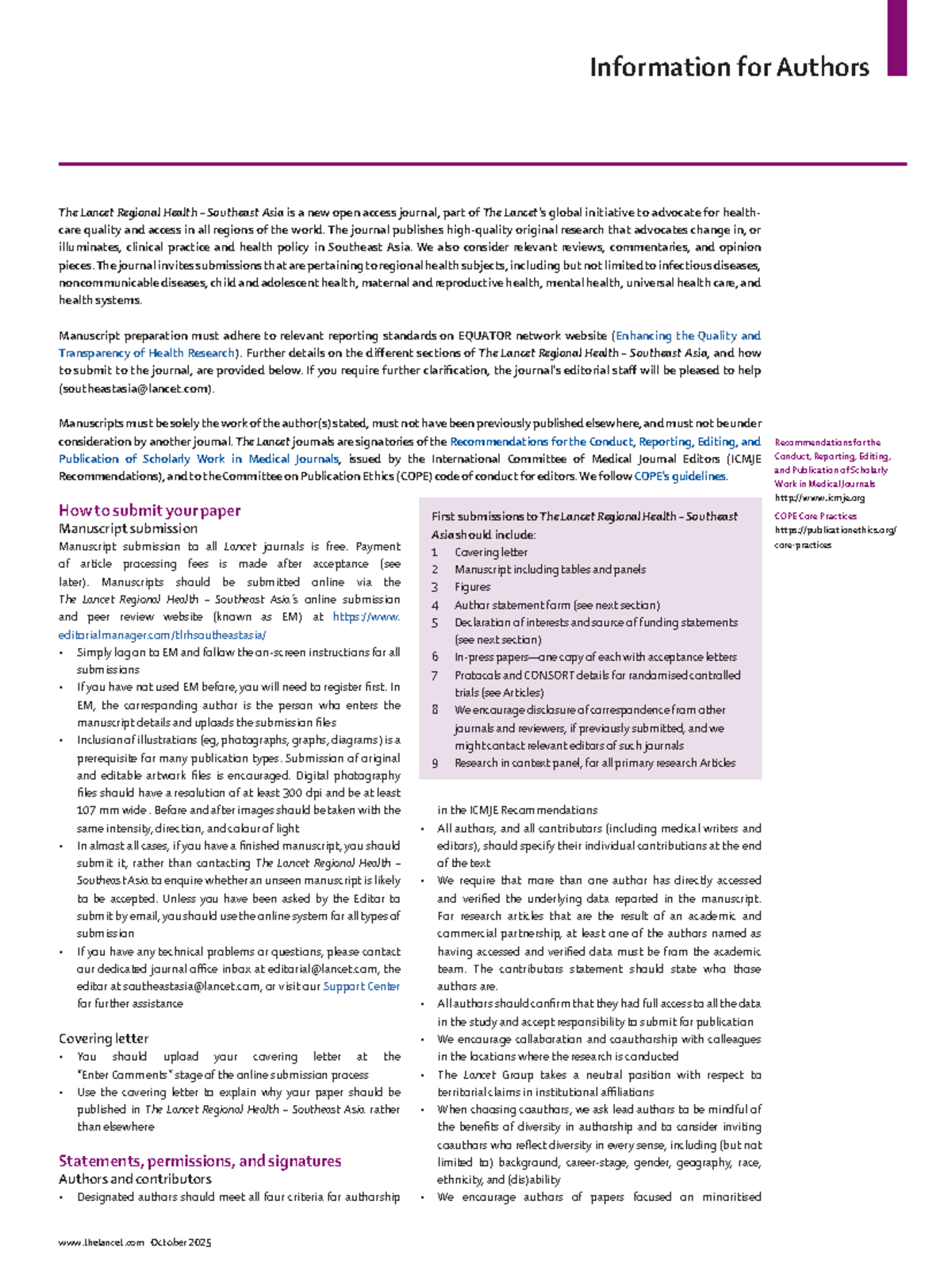 Information for Authors: The Lancet Regional Health Southeast Asia ...