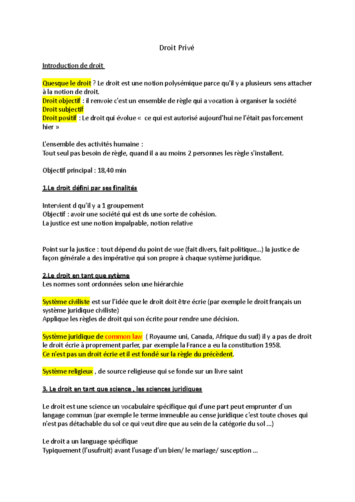 Introduction au Droit Privé : Concepts et Systèmes Juridiques - Studocu