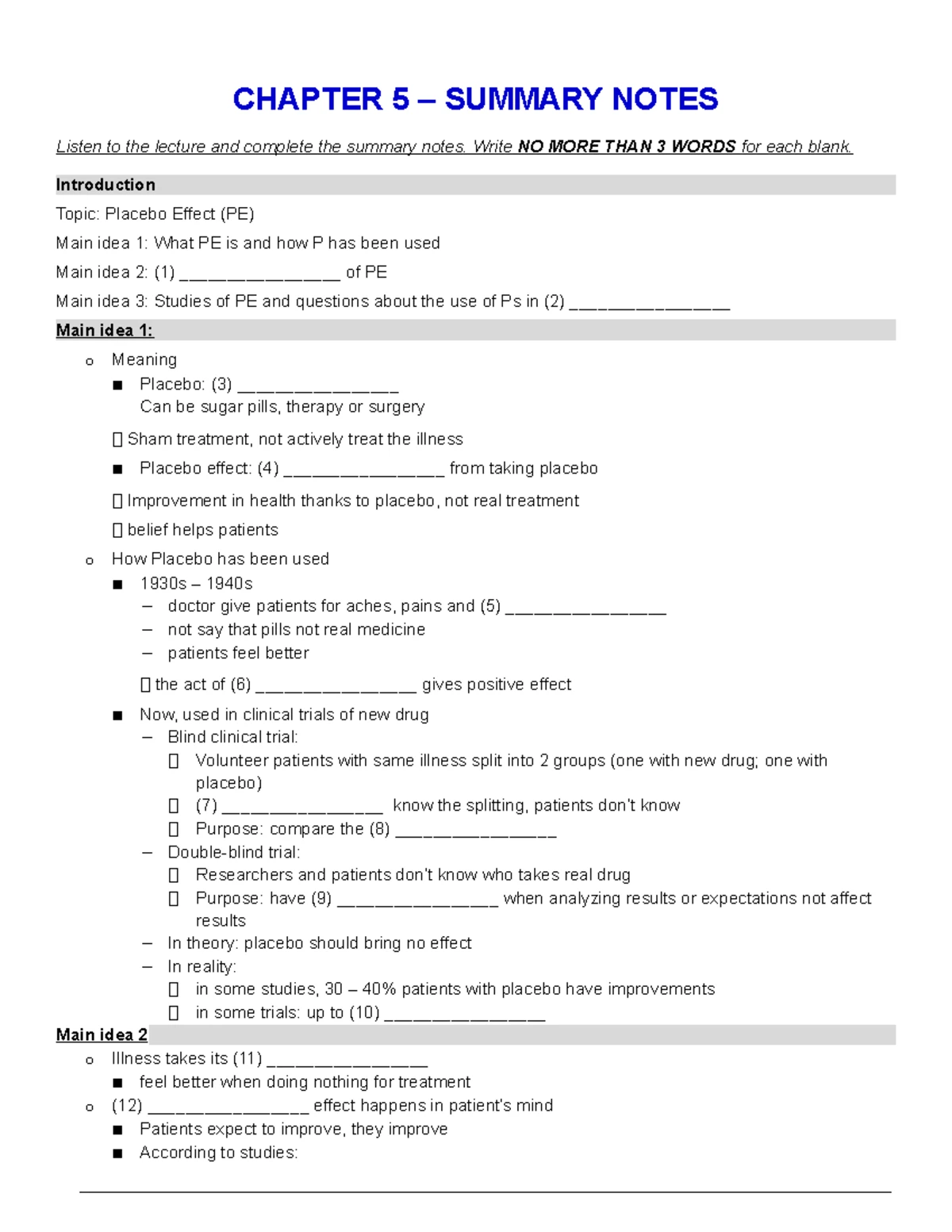 Chapter 05 - Summary notes - CHAPTER 5 – SUMMARY NOTES Listen to the ...