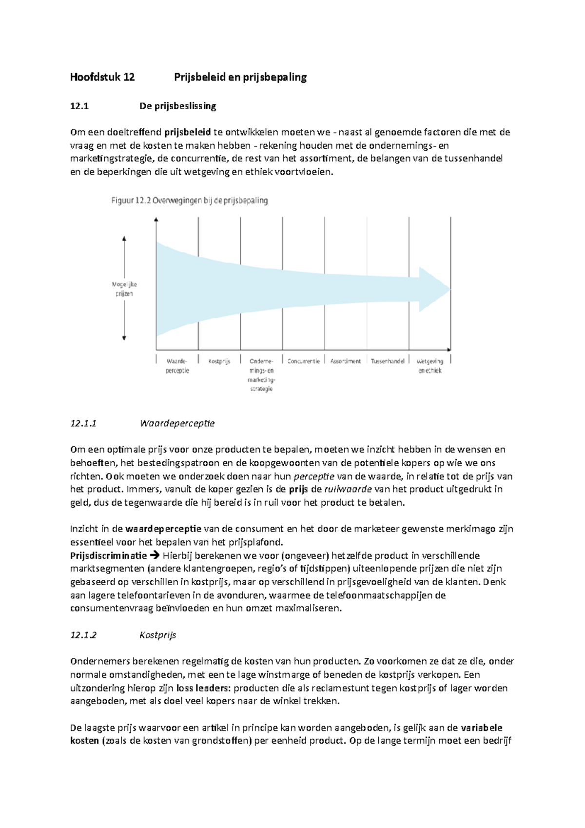 Hoofdstuk 12: Prijsbeleid en Prijsbepaling in Marketing Theorie -  Studeersnel