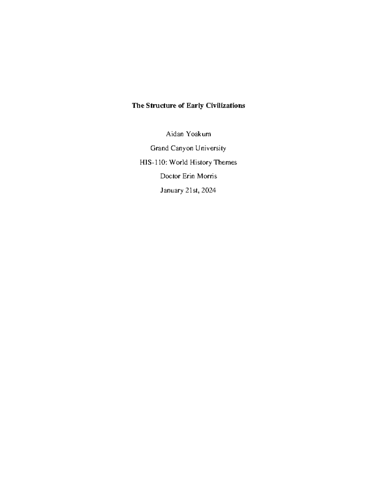 HIS-110 Early Civilizations: Environmental & Social Dynamics in Egypt ...