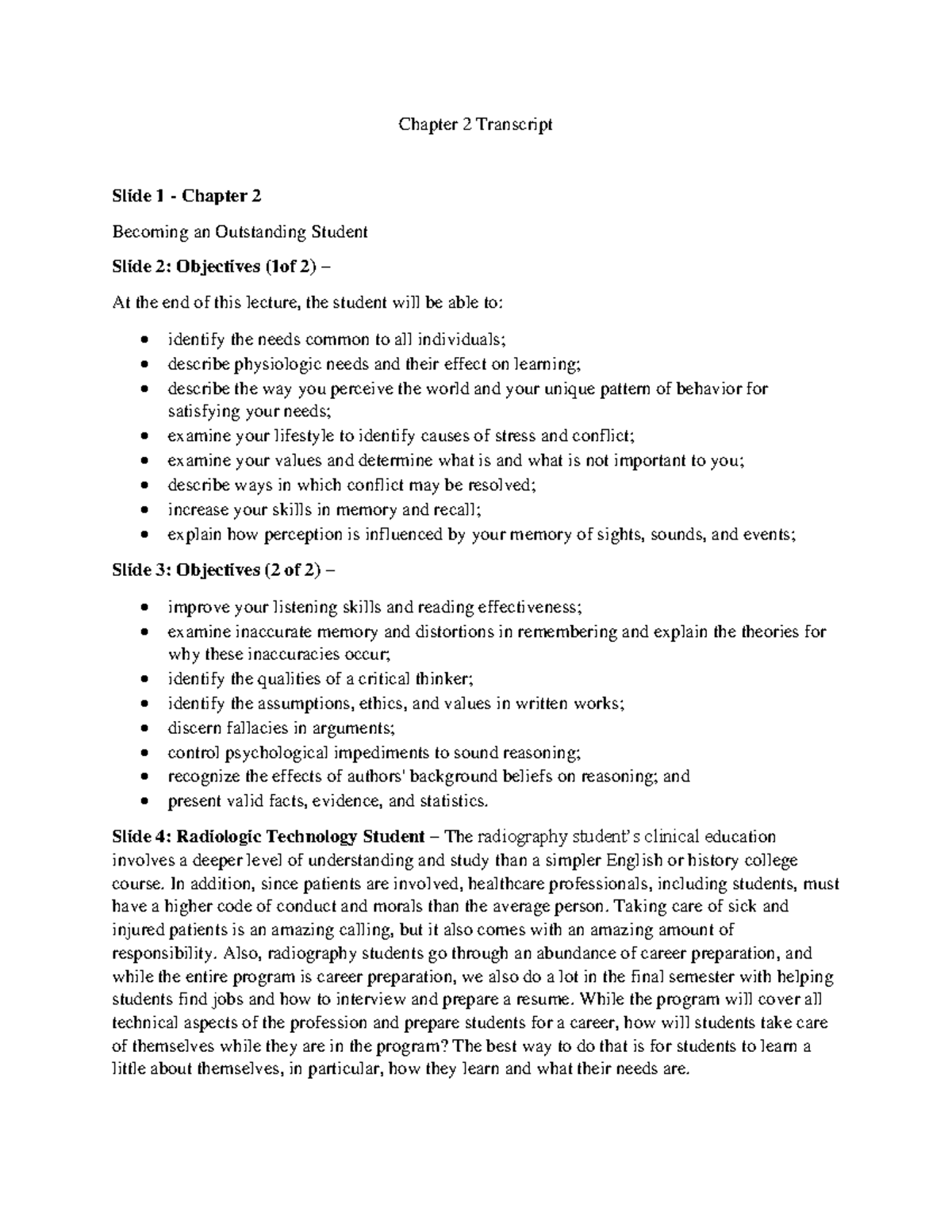 Developing Effective Study Strategies in Radiography Program - ACDV 101 ...