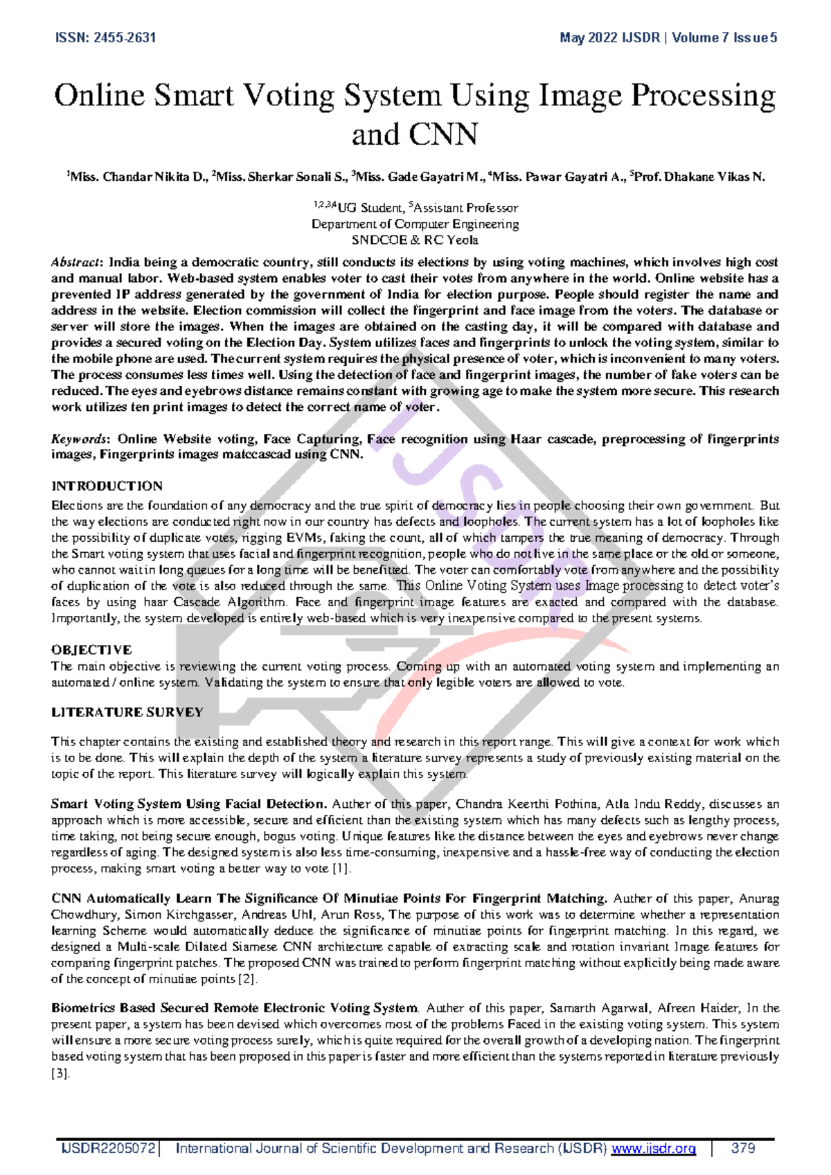IJSDR2205072: Smart Online Voting System Using Image Processing & CNN ...
