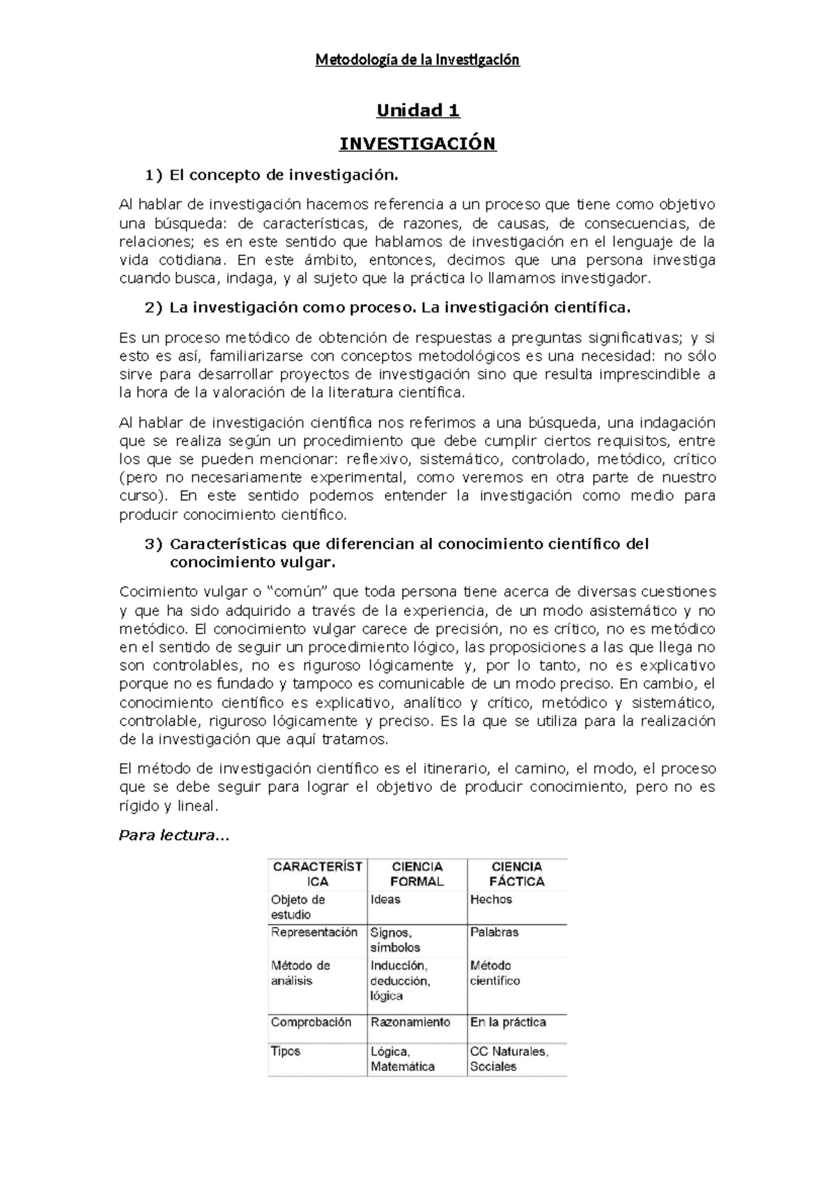 Metodología de la Investigación: Resumen Unidad 1 y 4 - Studocu