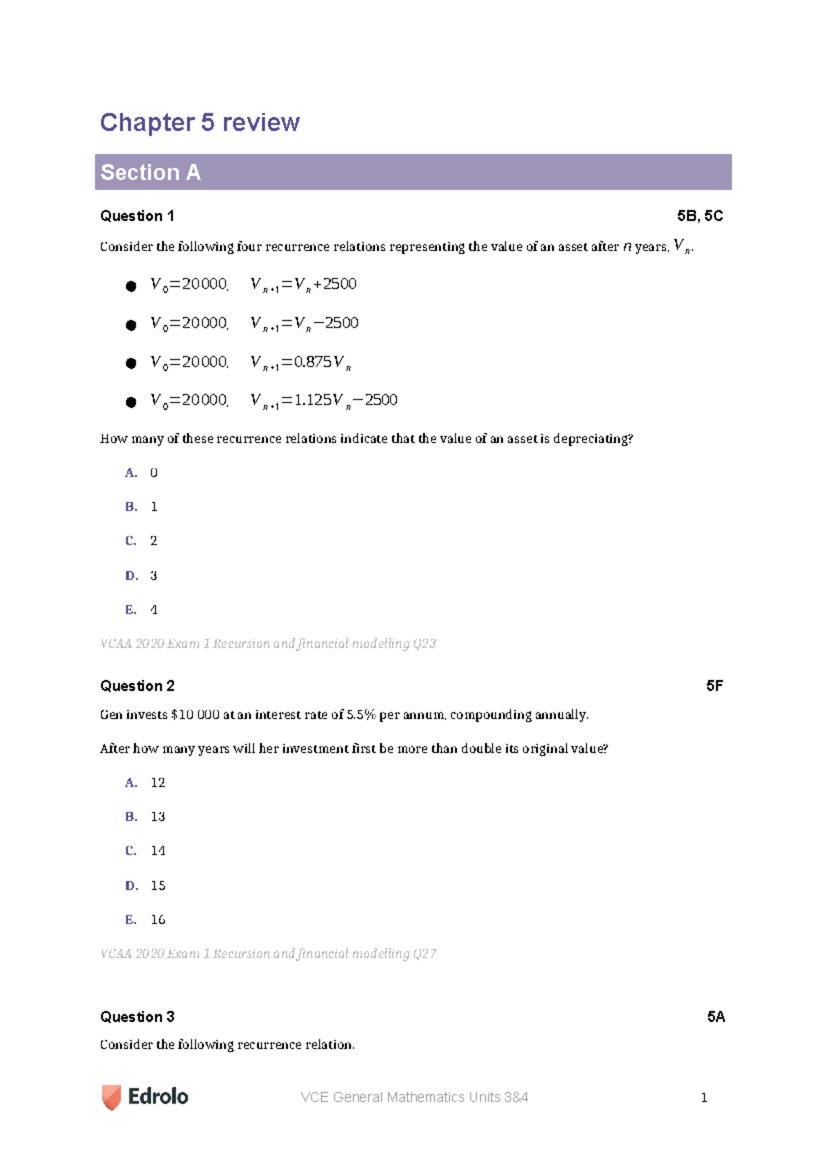 Units 34 Chapter 5 Review Questions - Chapter 5 review Section A ...