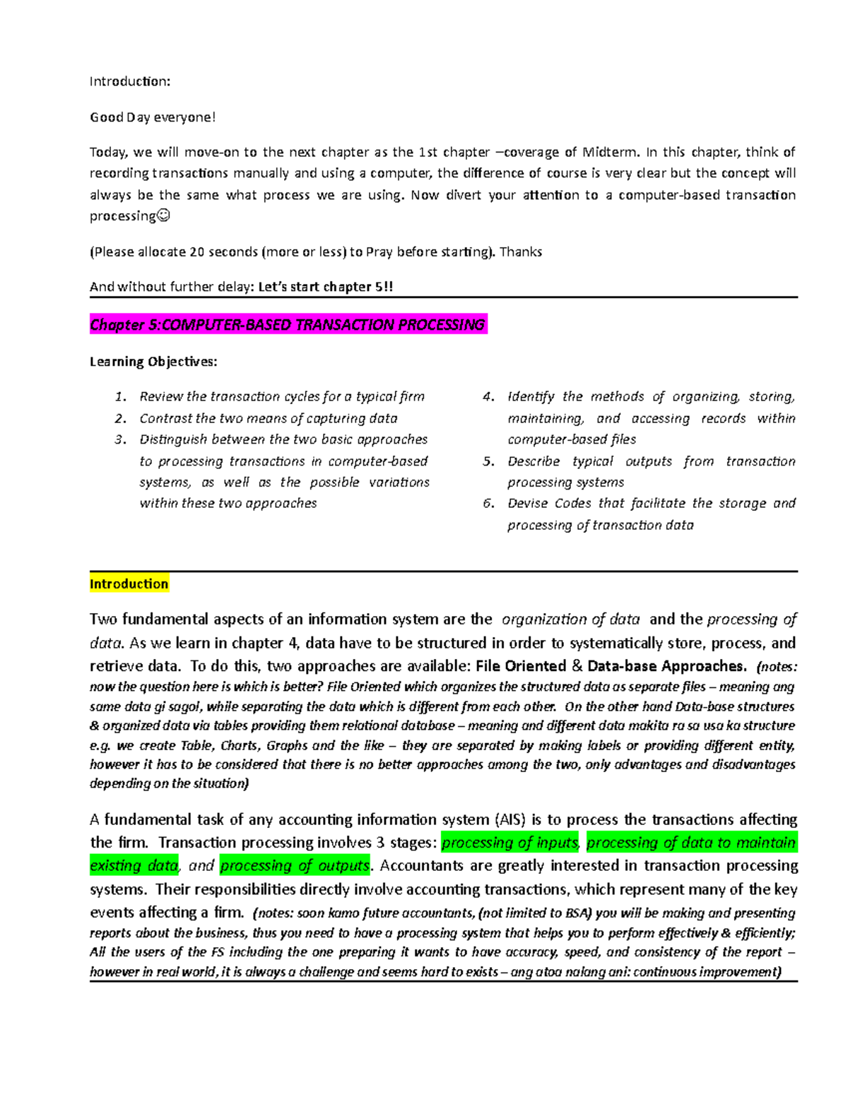 AIS Chapter 5 Module - Introducion: Good Day everyone! Today, we will ...
